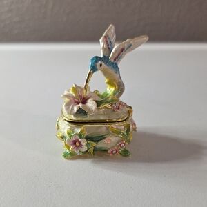 Enamel And Crystal, Alloy Hummingbird Trinket Box NWT
